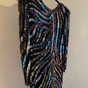 Charmanix Pure Silk Beaded Evening Dress — Size 12 — Made in India